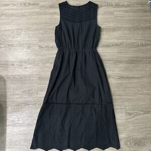 Cupcakes & Cashmere Dress Crochet Neckline With Eyelet Details Black Size Small